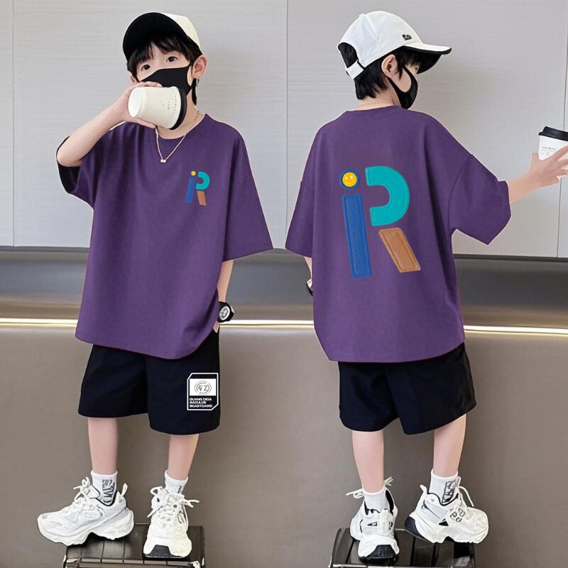 男童夏装套装2026新款儿童夏季短袖运动潮酷帅气时髦男孩夏款衣服
