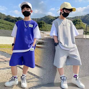 帅气儿童套装男童潮酷夏季短袖短裤休闲运动两件套韩版男孩大童装