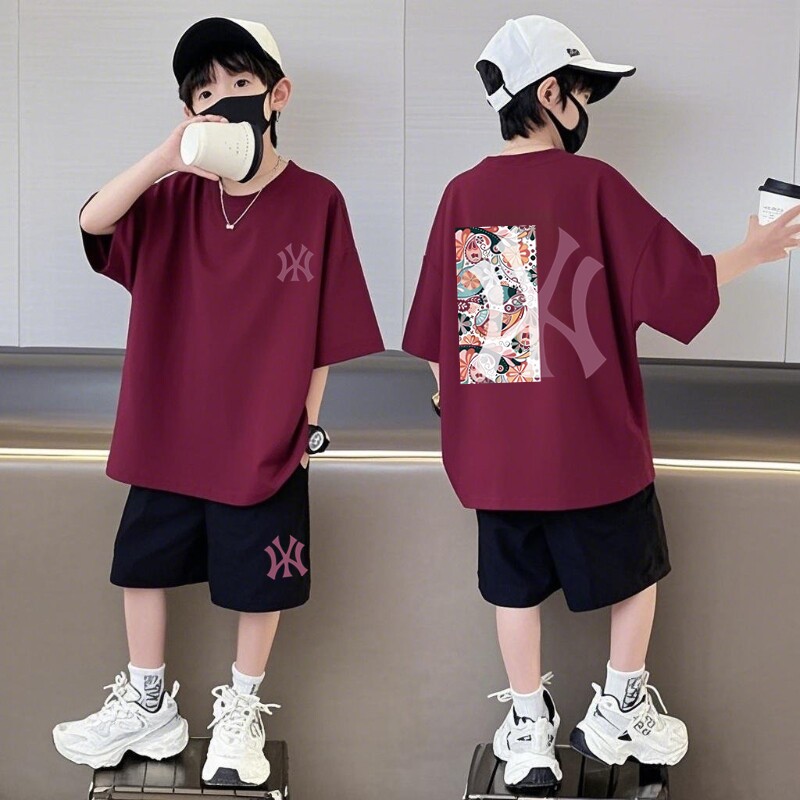 儿童胖男童夏装两件套装2026新款夏季中大童运动纯棉短袖男孩帅气