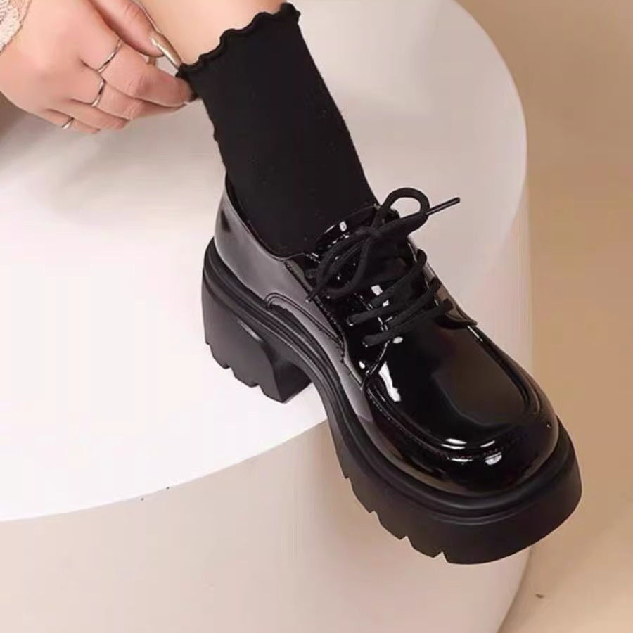 品牌真皮英伦风单鞋女厚底乐福鞋