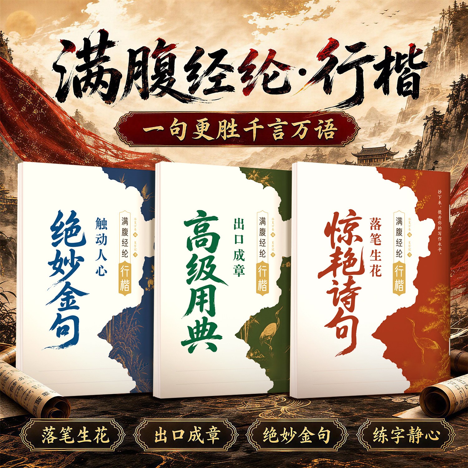 满腹经纶行楷字帖成人练字女生字体漂亮临摹练字帖成年硬笔书法练字本静心惊艳诗句绝妙金句高级用典写字连笔字入门大气速成字帖图片