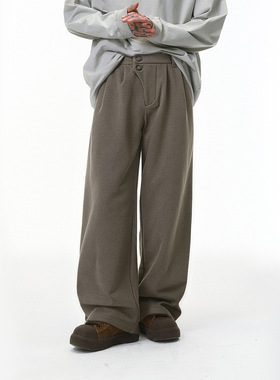 异形襟双排扣阔腿裤25秋季新品潮牌宽松百搭老钱西裤男