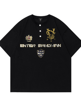 2025新品春夏短袖男t恤凉感索罗娜松弛亨利领美式街潮短袖