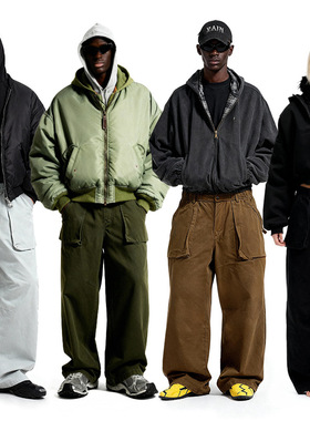 阿苏特染厚密立体袋工装裤25秋季新品复古直筒休闲裤男