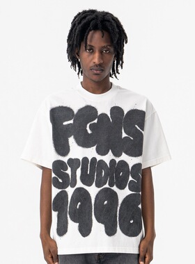 春夏新品潮牌美式街头创意卡通涂鸦印花圆领短袖T恤