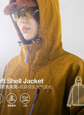 登山软壳夹克25冬季新品轻户外三防抓绒冲锋衣加绒外套