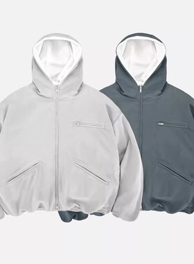 2025秋冬新款美式cleanfit棉服夹克加绒加厚棉衣连帽外套