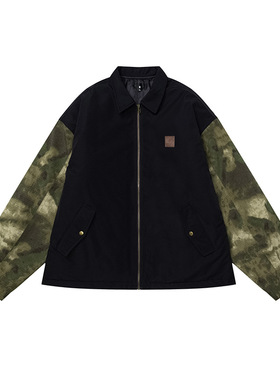 CAMOUFLAGE PATCHWORK COTTON JACKET 打褶设计迷彩拼接棉服外套