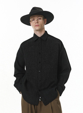 老钱亚麻衬衫25秋季新品潮牌美式舒服宽松落肩长袖开衫