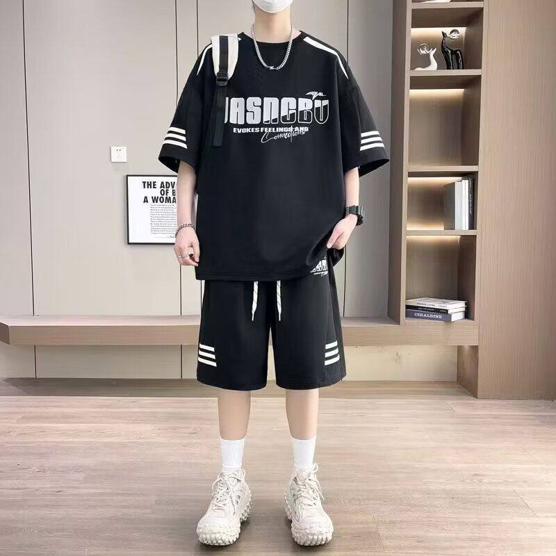 夏季男生篮球T恤五分袖套装