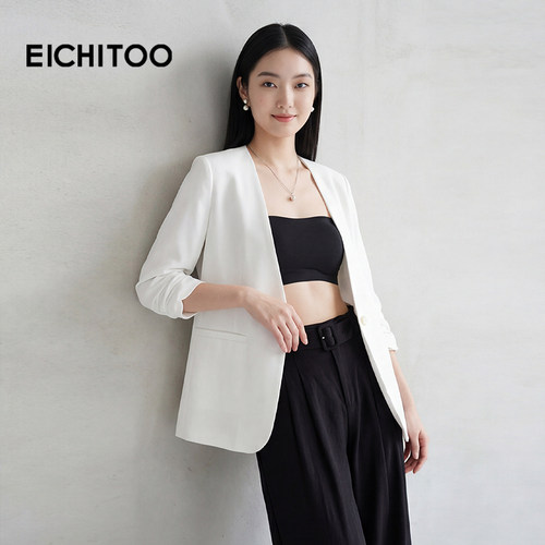 爱居兔莱赛尔亚麻老钱风高智短外套2026年夏季新款透气舒适西服