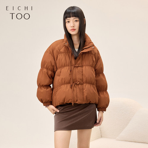 爱居兔时尚舒适羽绒服女冬季新款复古盘扣设计保暖外套