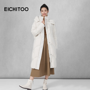 爱居兔韩系连帽长款羽绒服2025年冬季新款显瘦时尚保暖冬外套