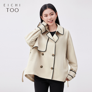 爱居兔春季新款高级时尚宽松大翻领休闲短外套夹克