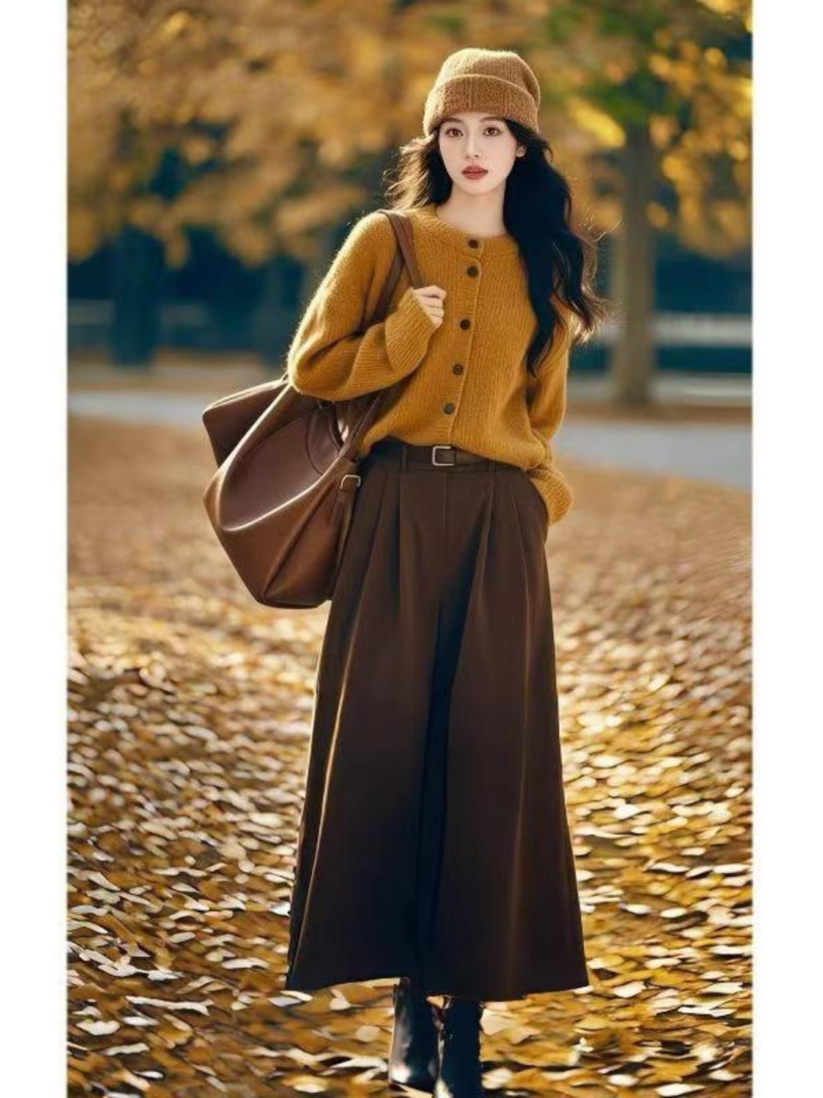 盐系轻熟风穿搭套装女2025秋季新款针织毛衣开衫A字半身裙两件套