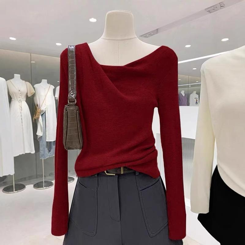 秋冬安哥拉红荡领针织衫季蛇年本命年衣服毛衣内搭打1121k