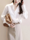 衬衫 女秋季 新款 白色翻领缎面长袖 设计感西装 内搭气质优雅简约上衣