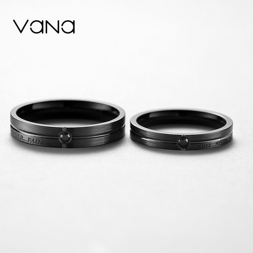vana纯银情侣款黑色戒指男一对对戒轻奢小众设计生日礼物送女友 - 封面