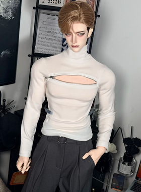 BJD75叔77叔娃衣高领开胸打底衫弹力性感露胸肌75壮叔yc77 am77