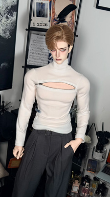 BJD75叔77叔娃衣高领开胸打底衫弹力性感露胸肌75壮叔yc77 am77