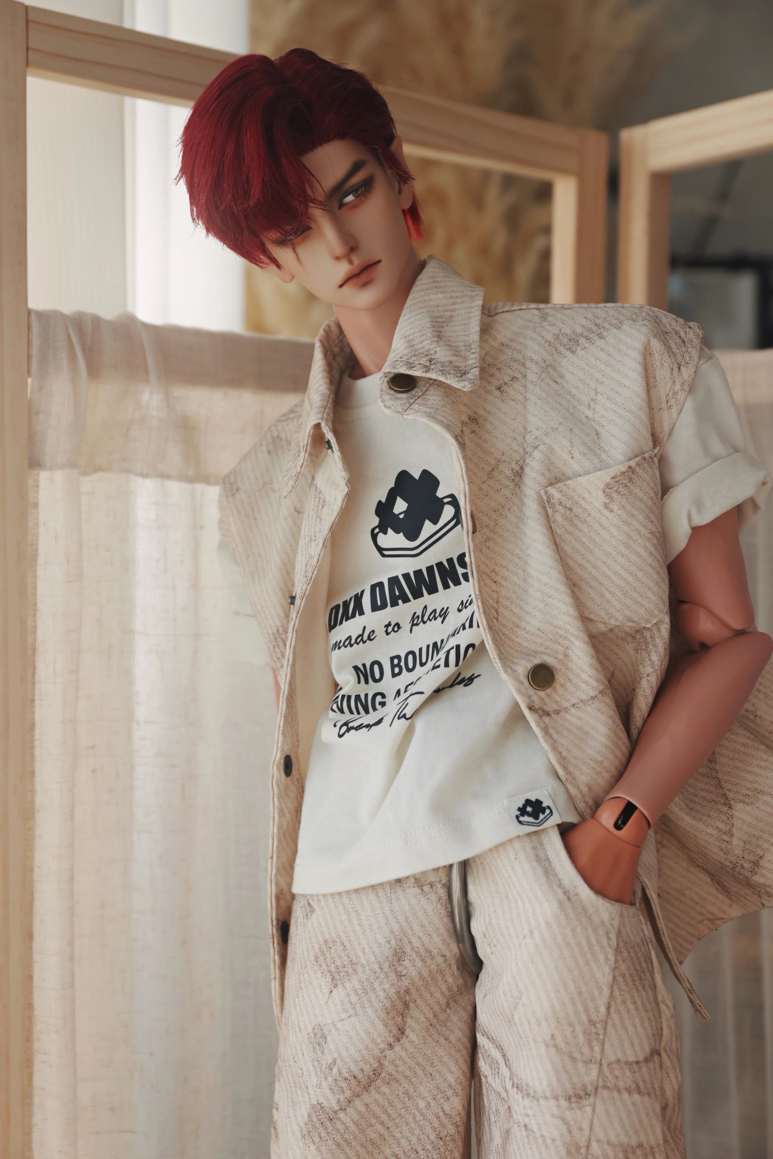 BJD娃衣75叔77叔坎肩衬衫外套 废士风色系