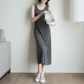 显瘦无袖 女装 2025年夏莫代尔背心裙长裙吊带连衣裙修身 裙子a字裙