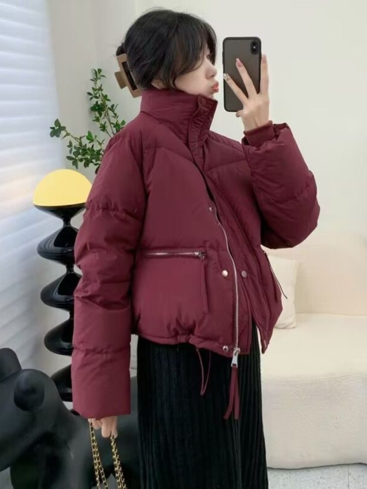 2025年新款羽绒服女短款反季清仓立领韩版小个子加厚白鸭绒面包服