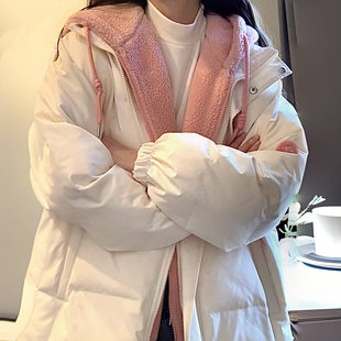羽绒棉服女冬季加厚棉衣oversize潮冬装2025年新款学生假两件棉袄