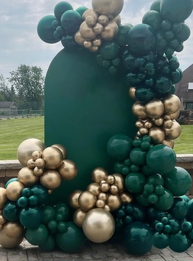 墨绿色金色气球拱门套装生日派对4S店珠宝店开业周年店场景布置