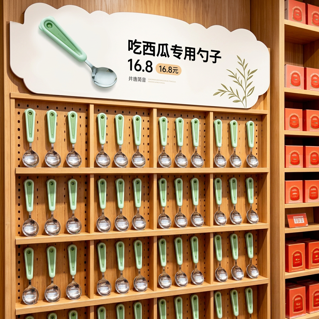 【勺叉二合一】吃西瓜专用勺子薄边不锈钢高颜值创意自带水果叉子