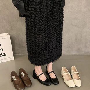 韩版百搭浅口单鞋小皮鞋粗跟女鞋子夏季款法式复古玛丽珍鞋乐福鞋