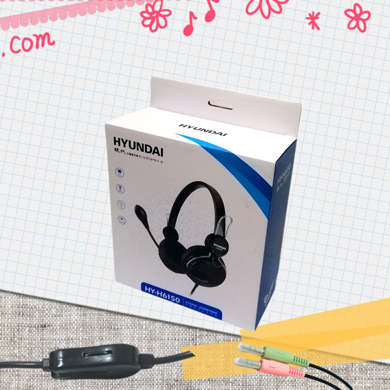 HYUNDAI现代HYH6150轻便型头戴式立体声耳机全新电脑PC有线包邮
