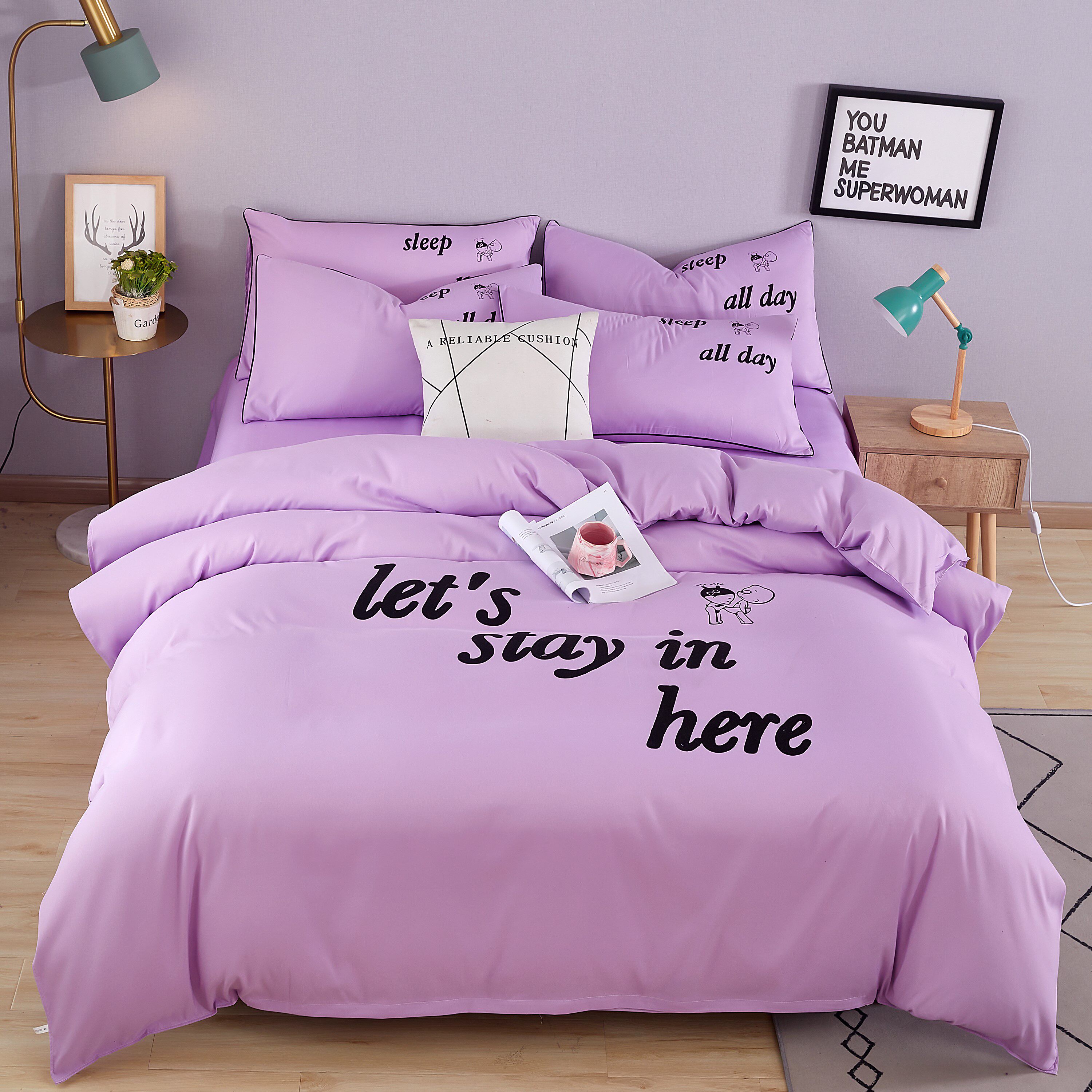 韩版纯色纯棉四件套床单被单全棉学生宿舍被套双人被罩三件套四季