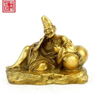 全铜佛济公佛像摆件济公佛像家居客厅中式客厅玄关装饰品