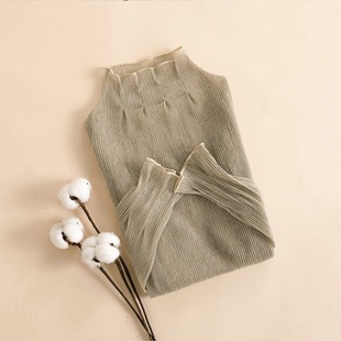 高领蕾丝打底衫 女内搭配毛衣高档洋气罩衣秋冬加绒中领网纱1219e