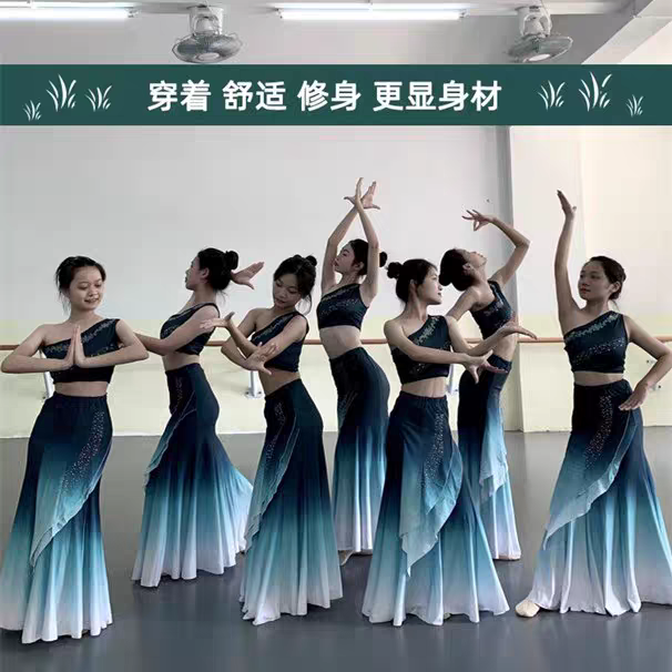 傣族舞蹈演出服艺考服装少数民族表演服孔雀舞包臀裙鱼尾裙舞台装