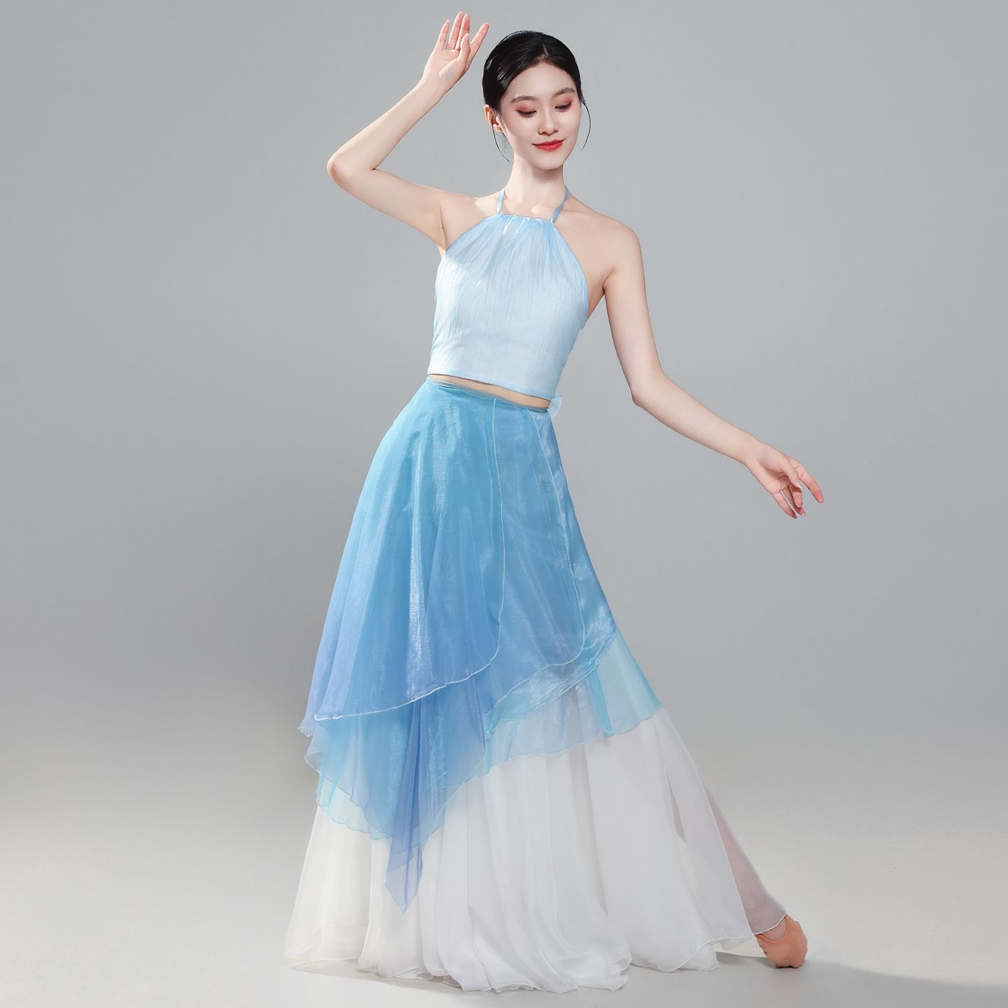 新款古典舞蹈服仙气飘逸中国风身韵纱衣大摆裙女表演服演出服套装