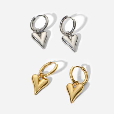 Ramos Stainless Steel Chic Heart Huggie Hoop Earrings Charm