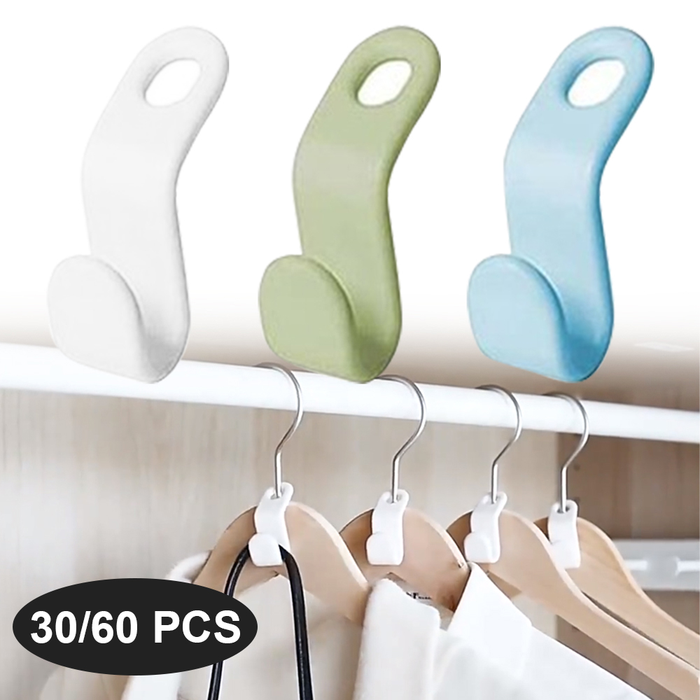 60/30 PCS Mini Clothes Hanger Connector Hooks Plastic Cascad