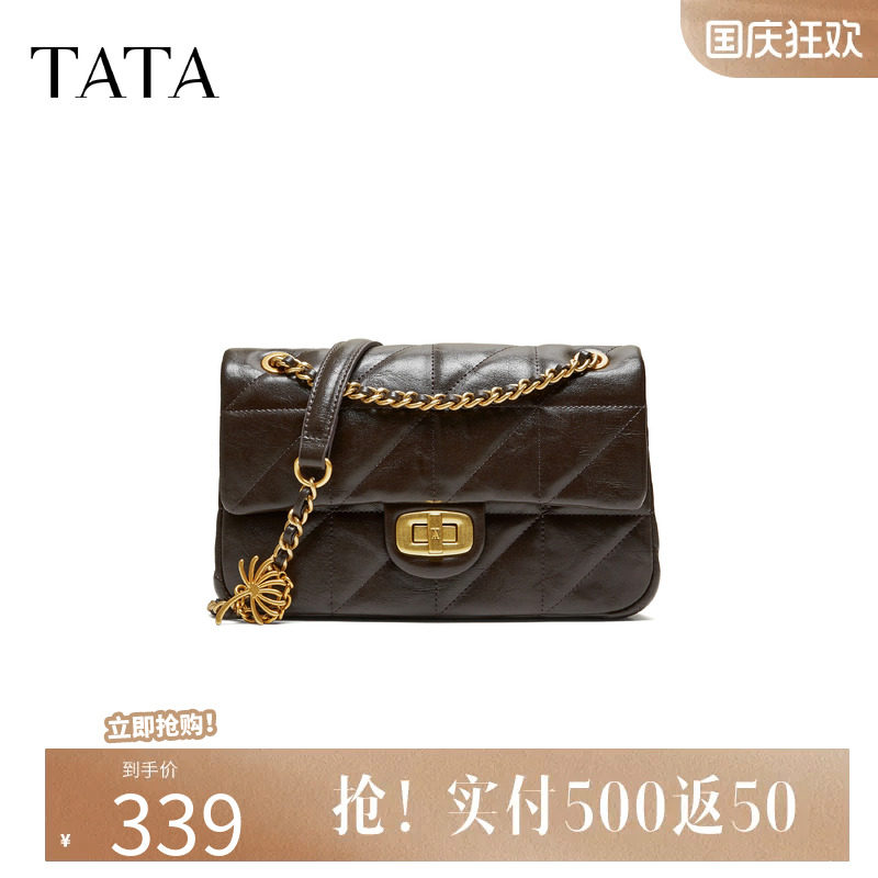 TATA他她冬季女包2026新款黑色小方包气质简约百搭斜挎包X3621DX6