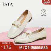 女鞋 浅口平底单鞋 小皮鞋 TATA他她气质乐福鞋 2024冬季 WYB09CA4