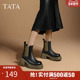 TATA他她气质粗跟切尔西靴女通勤显瘦短靴烟筒靴2024冬新CZB01DD4