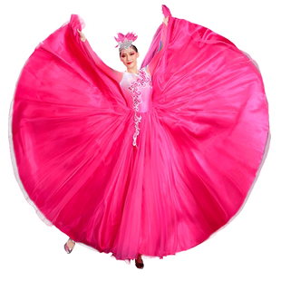 灯火里的中国新款女大气伴舞蹈服现代合唱表演出服装开场舞大摆裙