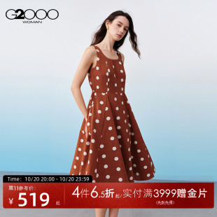 【泡泡纱/商场同款】G2000女装清纯甜美波点收腰背心连衣裙