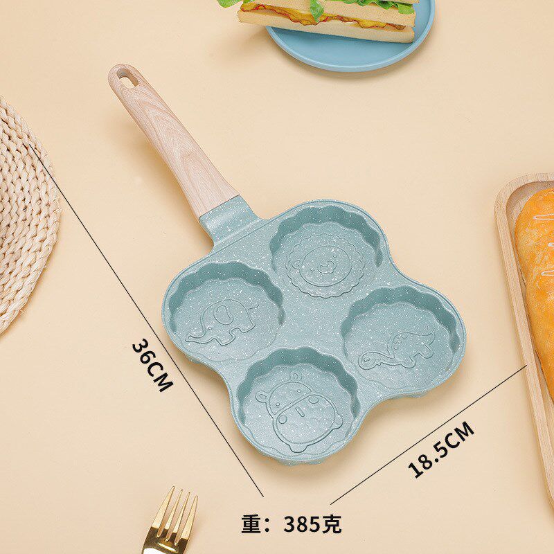 动物四孔带图案煎蛋锅家用早餐不沾煎锅麦饭石蛋饺汉堡不沾平底锅