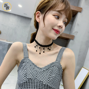 黑色蕾丝项圈choker锁骨链