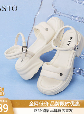 百思图2025夏季商场新款休闲舒适厚底增高女沙滩运动凉鞋D3202BL5