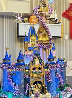 适用于43222新款迪士尼灰姑娘城堡moc浪漫花园樱花改装豪华拓展包