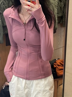 新款2025瑜伽服女运动外套Define连帽防晒健身衣修身显瘦夹克女