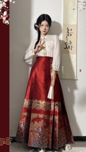 锦裳御阁喜鹊登枝明制马面裙结婚汉服现货多尺码